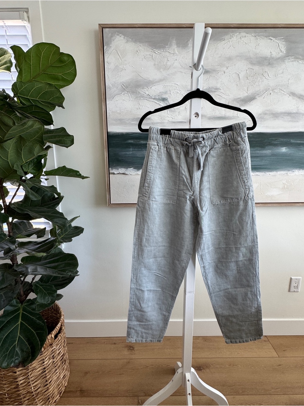Zara Linen Blend barrel leg pants
